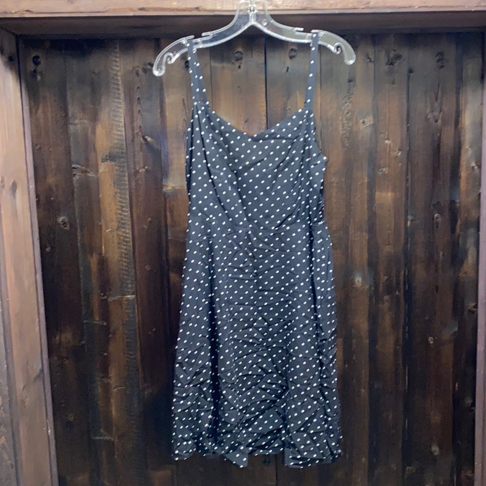 Size Large- Black Cami dress with white polka dots